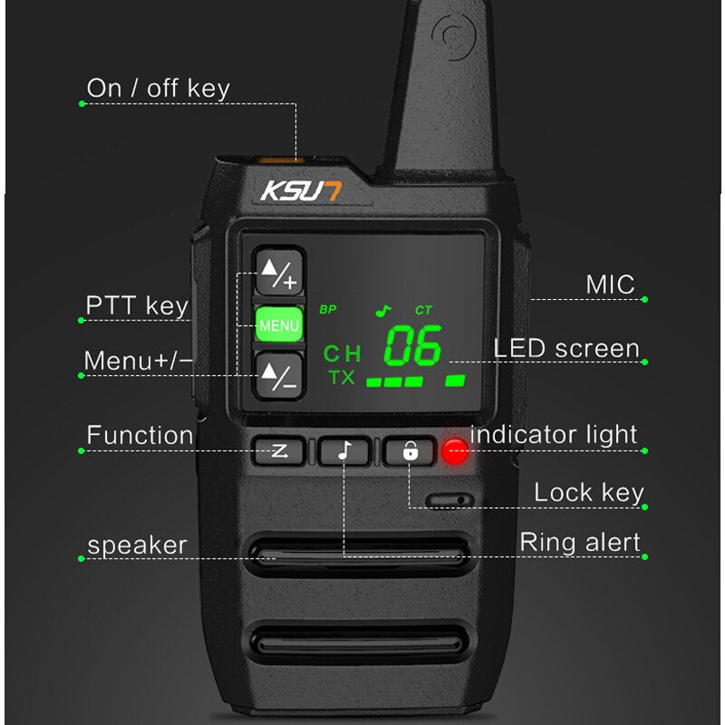 Mini Walkie Talkie With Earphone 2pcs Included Amateur Radio Comunicador Portable Station Wireless Communication Device KSUT GZ2