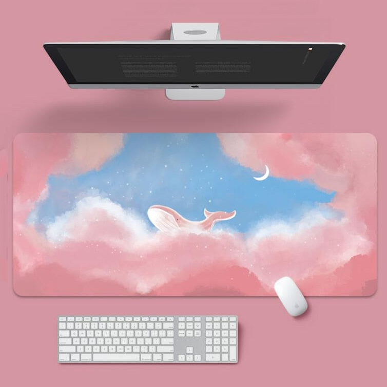 Purple Clouds Landscape Mouse Pad Large Office Desks Computer Mat Deskpad Non-Slip Rubber Bottom Keyboard Mat Office Desktop Pad