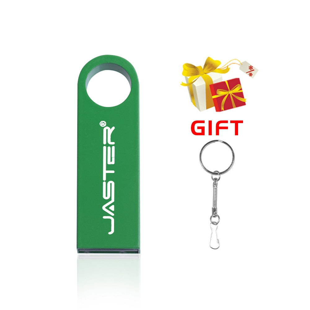 JASTER USB 2.0 Flash Drives Metal 64GB Free logo Black 32GB Pen drive 16GB Memory stick Free key chain U disk 8GB 4GB For Laptop