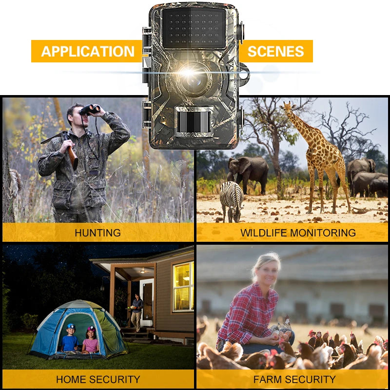 DL001 Trail Hunting Camera 12MP 1080P Infrared Night Vision Motion Activated Trigger Security Cam Outdoor Wildlife Photo Traps