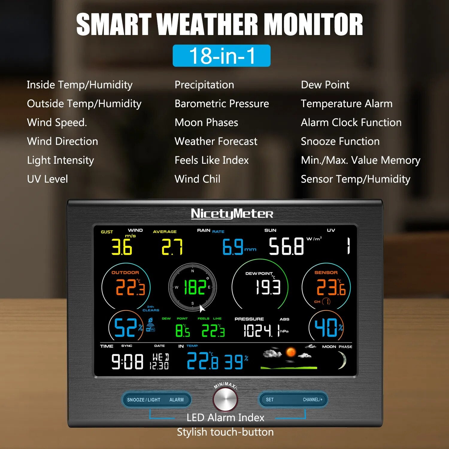 0370 WiFi Weather Station Outdoor Sensor Rain Gauge Weather Forecast Weather Base Weathercloud Temperature Humidity 8 Channel