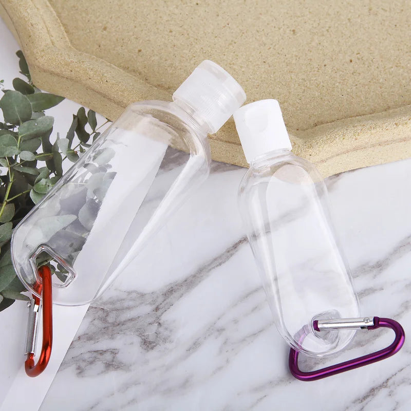 2PCS Refillable Bottles with Hook Alcohol Disinfectant Hand Sanitizer Empty Soap Dispenser Outdoor Portable Container Bottle