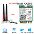 Tri Band 5374Mbps Wifi 6E Intel AX210 M.2 Wifi Wireless Card Bluetooth 5.3 802.11ac/ax AX210NGW With 10dbi Antennas For Win 10