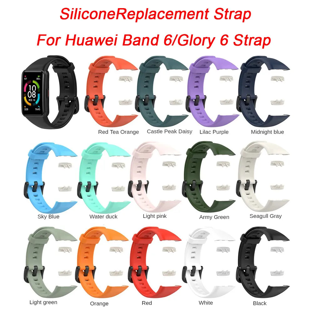 1pcs Silicone Replacement Strap For Huawei Band 6/Glory 6 Strap Silicone Soft Watch Strap Sports Wristband Strap For Huawei