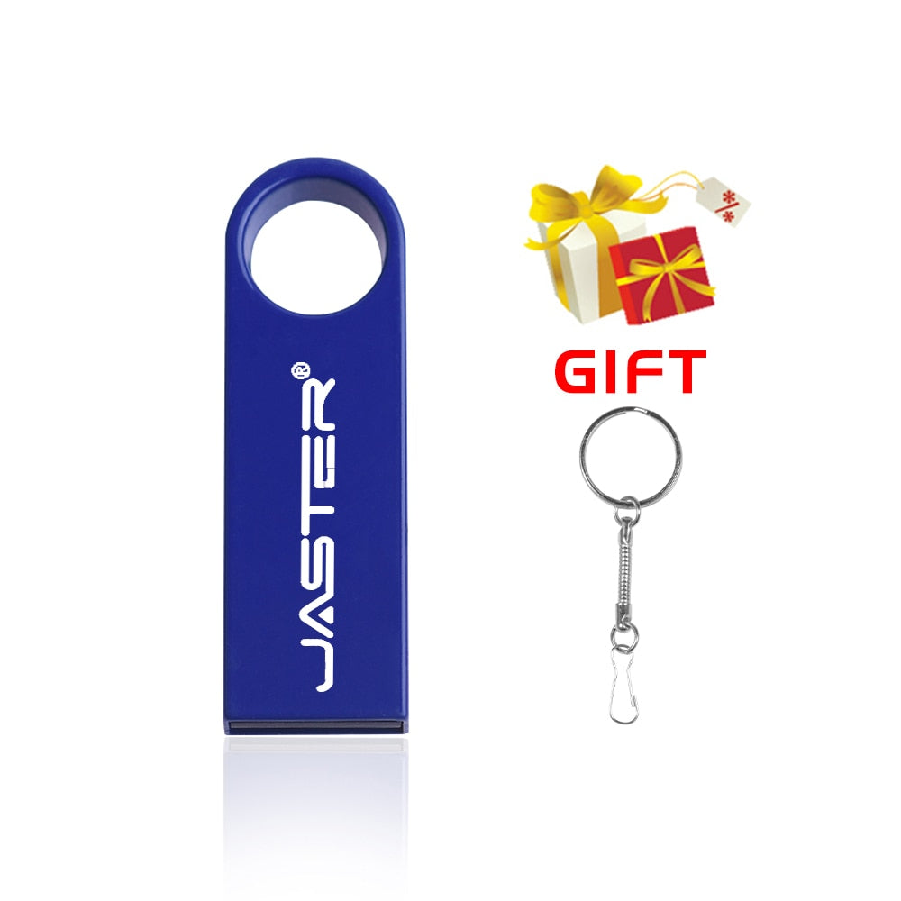 JASTER USB 2.0 Flash Drives Metal 64GB Free logo Black 32GB Pen drive 16GB Memory stick Free key chain U disk 8GB 4GB For Laptop
