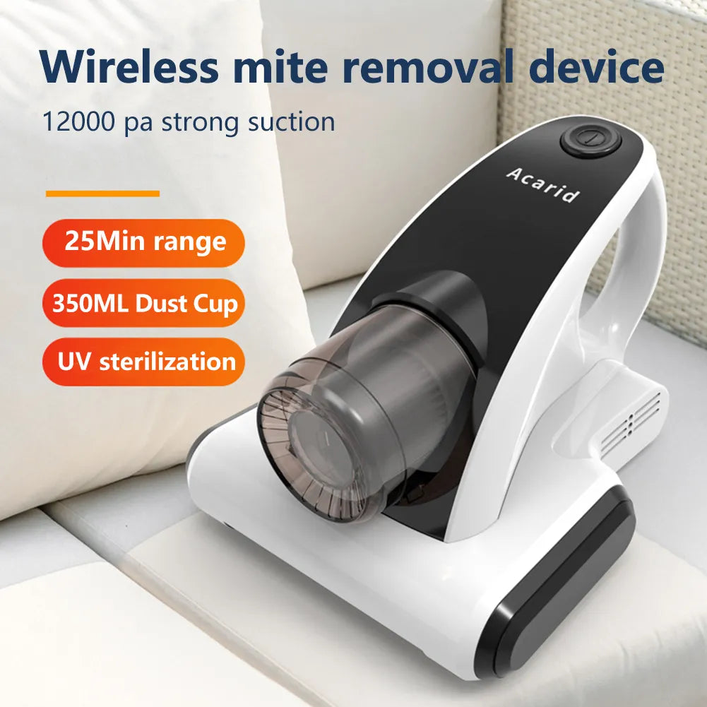 Handheld Mite Removal Cleaner USB Charging UV Light Mattress Vacuum Cleaner 120W with Handle/Dust Cup for Home Bed/Clothes/Sofas