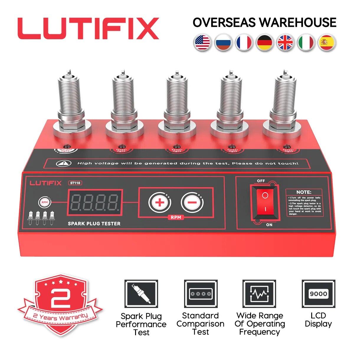 NEW LUTIFIX ST110 Car Spark Plug Tester Ignition Testers Automotive Diagnostic Tool 2~5 Hole Spark Plug Analyzer US EU UK Plug
