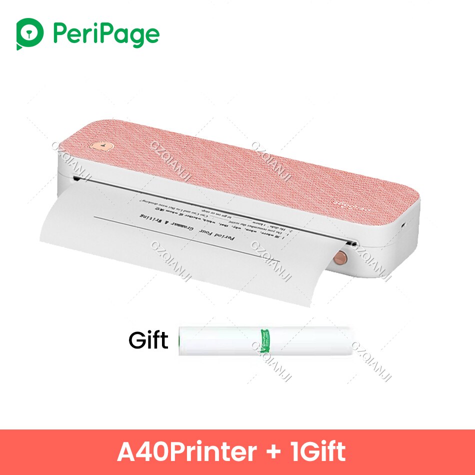 Peripage A40 Portable Printer Thermal Mobile Photo Maker Machine Document PDF Bluetooth Wireless Connection Device with A4 Paper