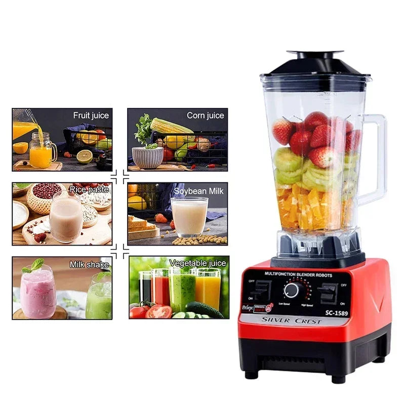 2000W Heavy Duty Commercial Blender Fruit Mixer Juicer Food Processor Ice Smoothies Blender High Power Juice maker Crusher 220V