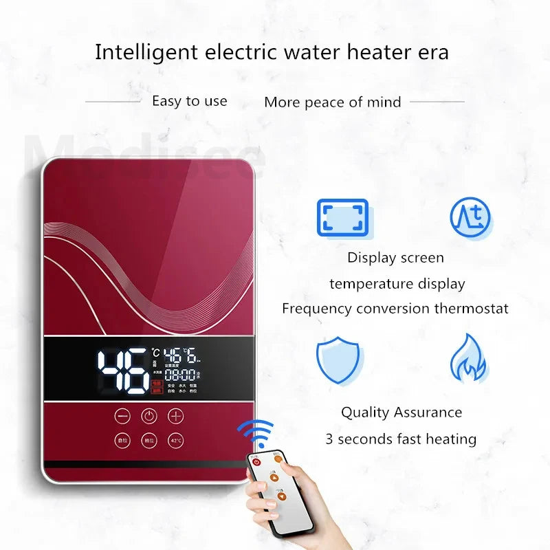 Electric Water Heater Instantaneous Rapid Heating Household Bathroom Shower Small Bath Machine Kitchen Water Heater 220V