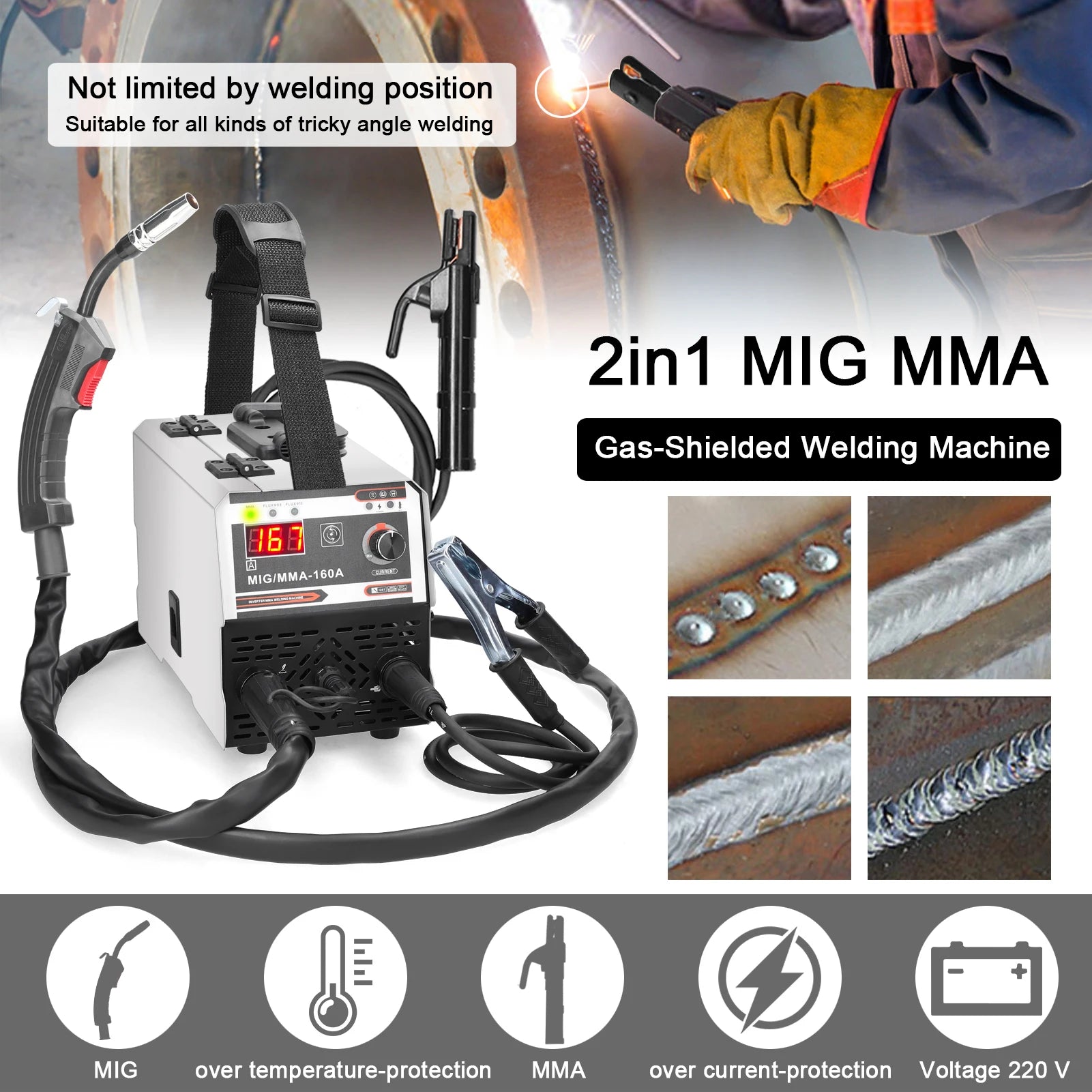 2in1 MIG MMA MAG TIG-160C Welding Machine Semi-automatic IGBT Inverter Welder Electric Welding Machine MIG Welder