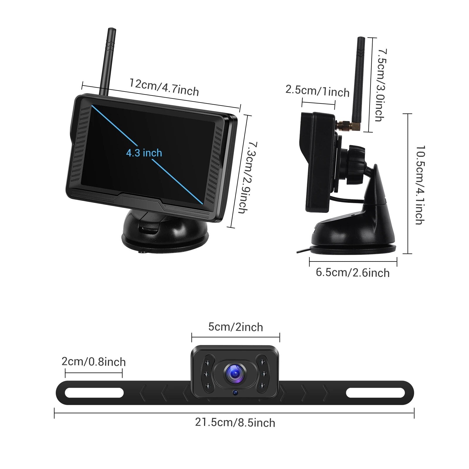 Hikity Universal 4.3''/5'' Car Monitor Rear View Cam Rearview Camera  Backup Camera Dashboard Dash Cameras Reverse HD IPS Screen