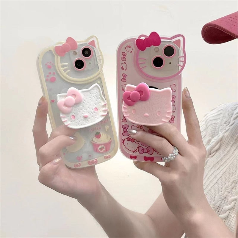 original Sanrio Hello Kitty Stand Phone Case For iPhone 14 11 13 12 Pro Max XR XS 7 8 Plus SE 2 Shockproof Cover Y2K Accessories