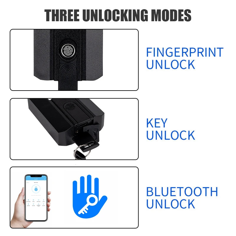 TTLock Bluetooth APP Smart Padlock Fingerprint Lock IP67 Waterproof Type-C Rechargeable APP Remote Unlock Cabinet Door Lock