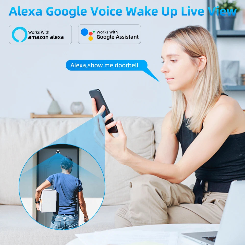 Elecpow Smart Tuya WiFi Video Doorbell 4.3 Inch 1080P Eye Peephole Camera 5000mAh PIR Motion Alarm Alexa Digital Door Viewer