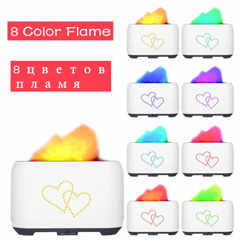8 Colors Remote Control Flame Effect Air Humidifier Electric Aromatherapy Diffuser Simulation Fire 200ML Flame Humidifier