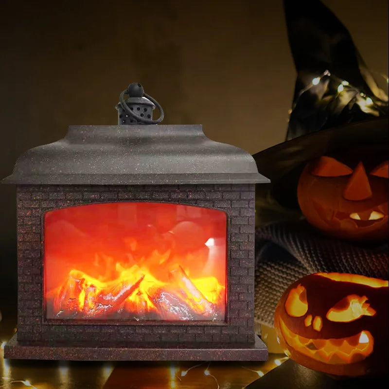 Halloween Electric Luminous Fireplace Decoration Halloween Party Candles Pumpkin Electric Flamp Lights Ornament Layout Supplies