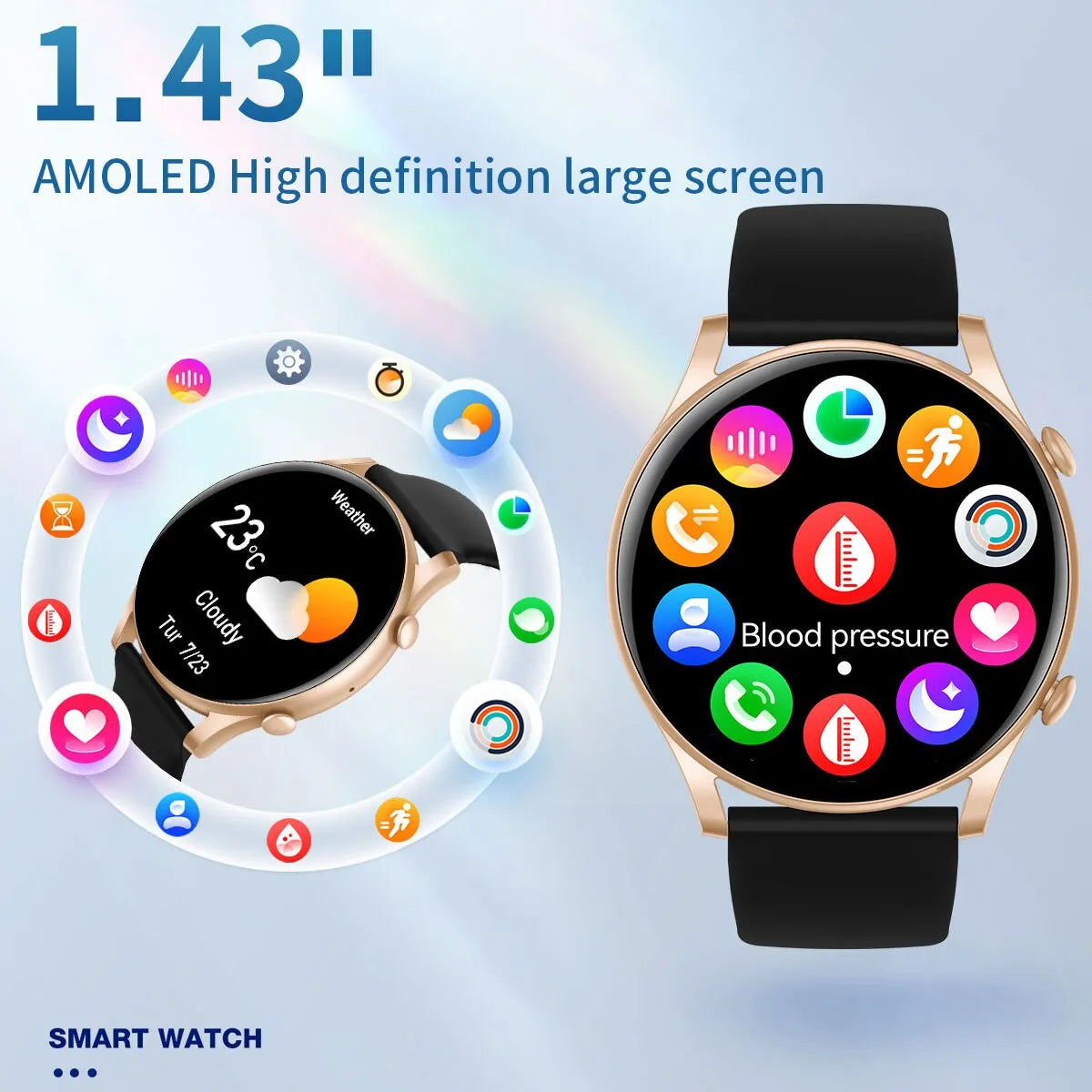 SENBONO 2023 AMOLED Smart Watch BP Health Monitor Answer Make Call Watch Always On Display Waterproof Smartwatch for Men Women