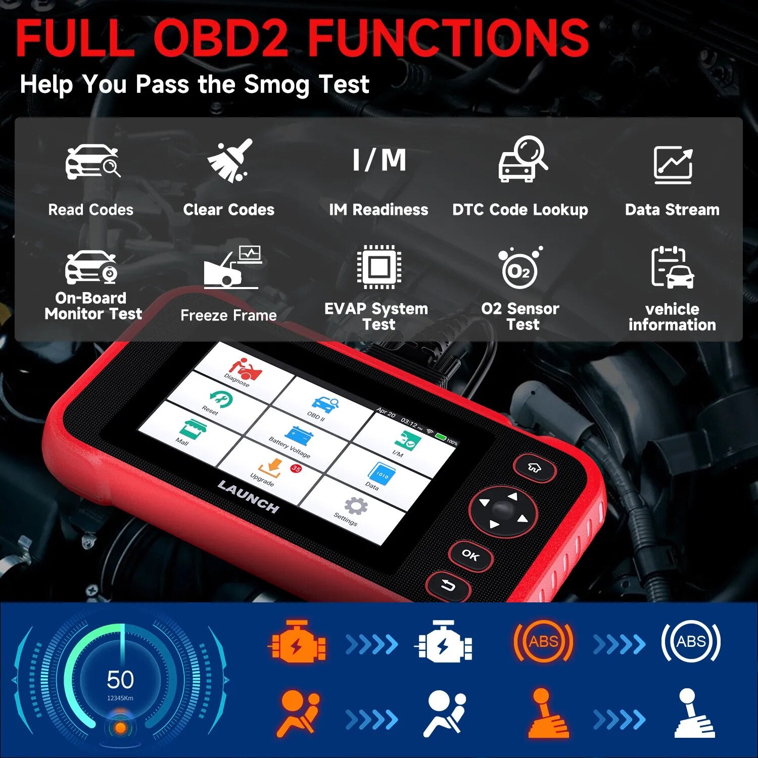 LAUNCH X431 CRP123i Obd2 Automotive Scanner 4 System Professional Code Reader Engine ABS SAS Airbag OBD 2 Car Diagnostic Tool