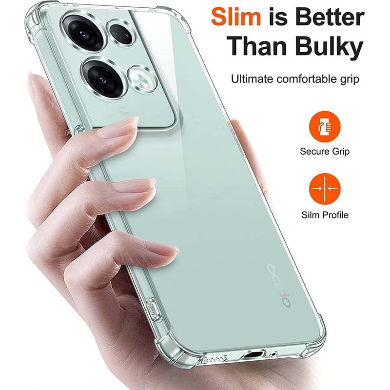 Clear Case For Oppo Reno 8 5G Reno 8T 4G 8 Pro Thick Shockproof Soft Silicone Phone Cover for Reno 7 4G 8 Lite 7Z 5G 6 5G 5 Lite