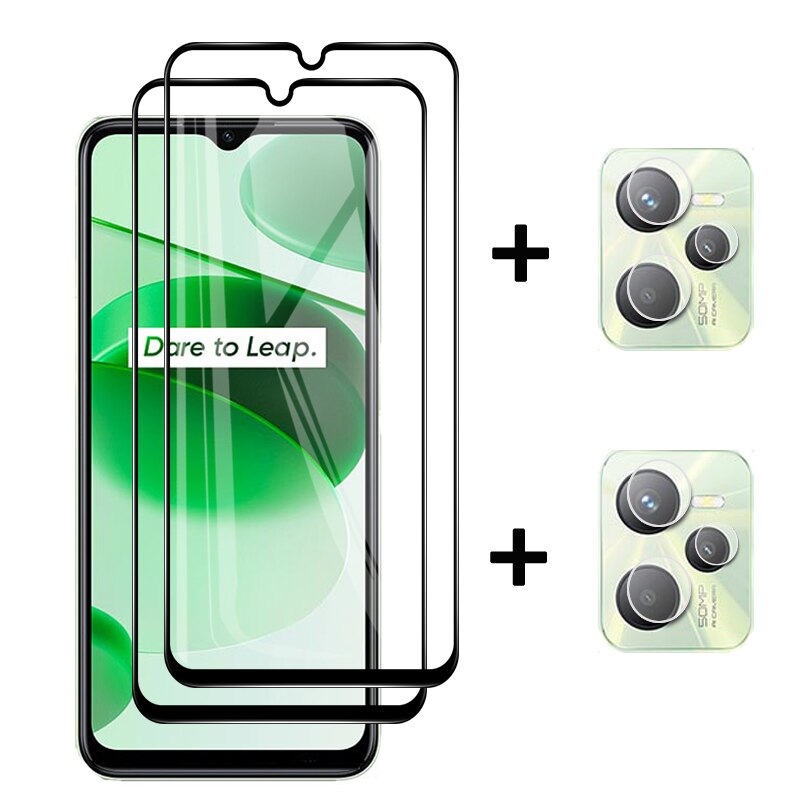 6 in 1 Tempered Glass For Oppo Realme C35 Screen Protector Full Cover Film For Realme C35 C 35 Cover Protective Glass