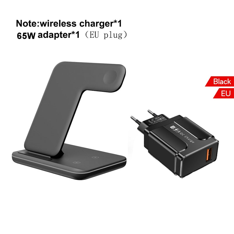 3 in 1 Wireless Charger Stand 15W Qi Fast Charging Dock Station for Apple Watch iWatch S8 AirPods Pro For iPhone 14 13 12 XS XR