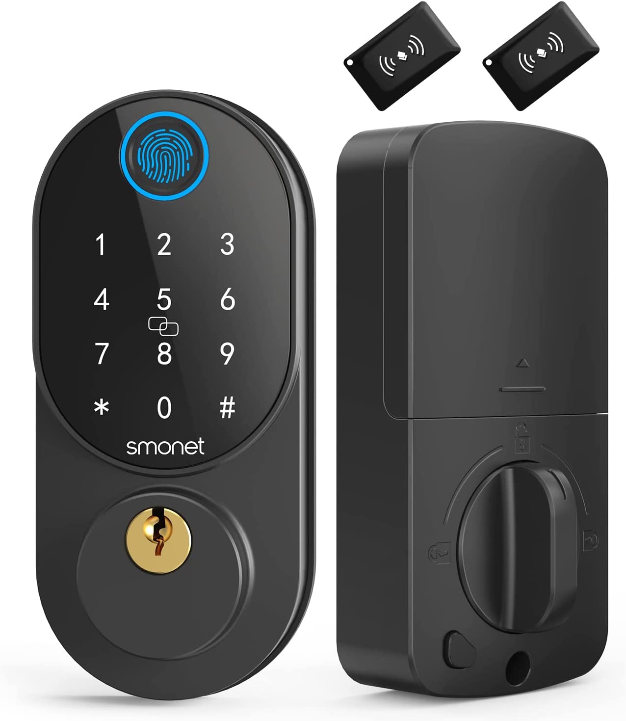 SMONET Smart Door Locks with Keypads Biometric Fingerprint Keyless Entry Deadbolt Touchscreen Electric Digital Auto Lock Home