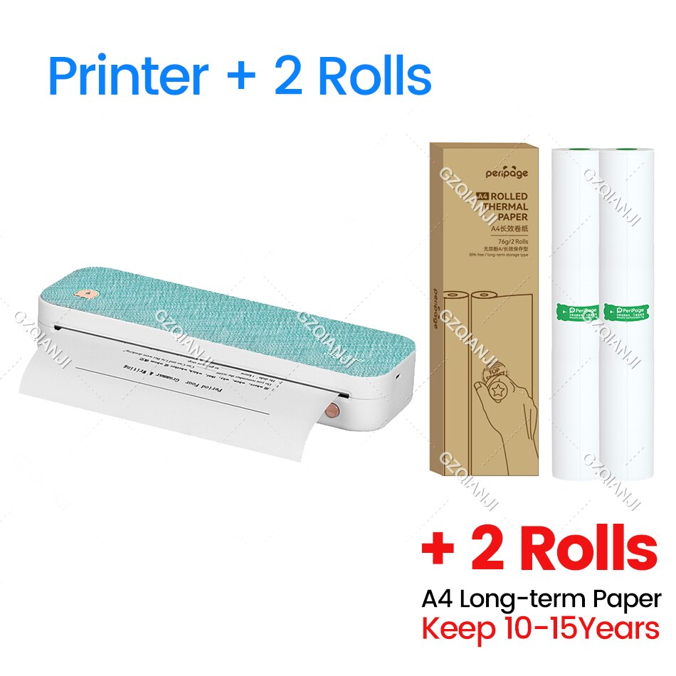 Peripage A40 Portable Printer Thermal Mobile Photo Maker Machine Document PDF Bluetooth Wireless Connection Device with A4 Paper