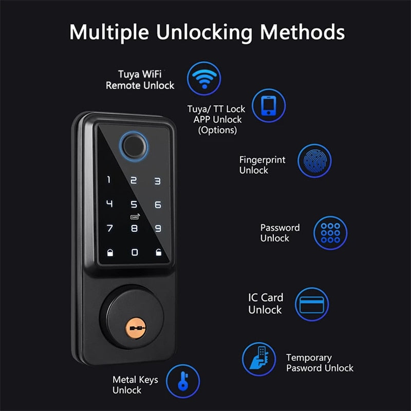 Smart Deadbolt Locks for Home  Alexa Wifi Bluetooth TTlock App Biometric Fingerprint Keyless Digital Keypad Entry Door Lock