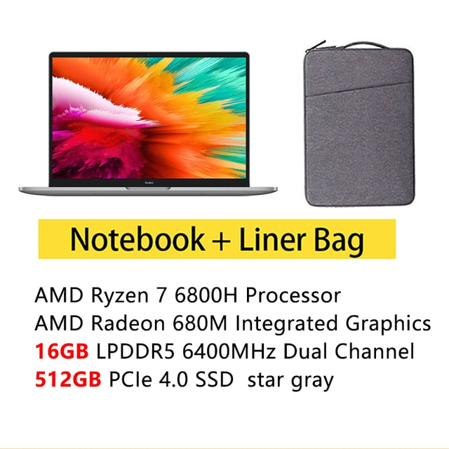 Xiaomi RedmiBook Laptop Pro 14 2022 Ryzen R7-6800H/R5-6600H AMD Radeon 680M/660M 2.5K 120Hz Screen 14Inch 16GB RAM 512GB/1TB SSD