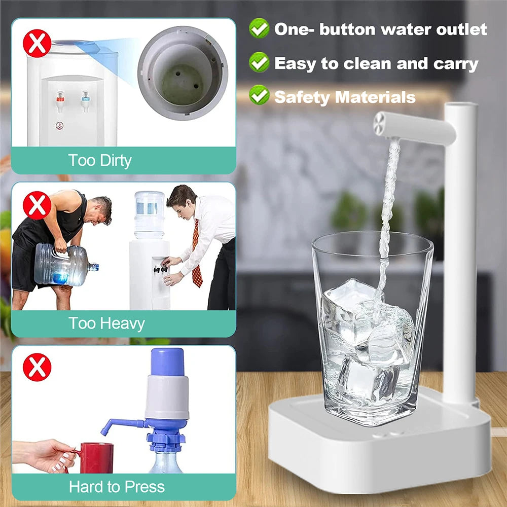 Portable Desktop Electric Water Dispenser Bottle Barreled Gallon Pump USB Rechargeable Smart Automatic Drinking Water Dispenser