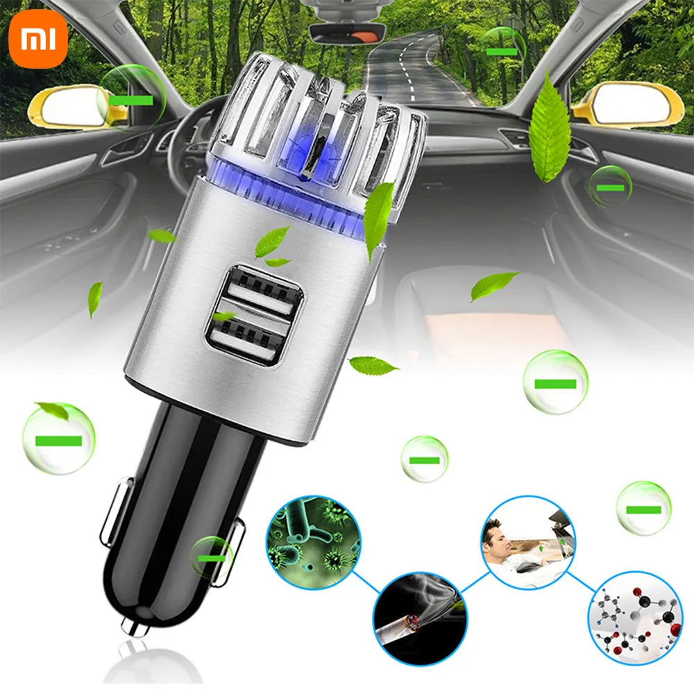 Xiaomi Car Air Purifier Auto Car Fresh Air Anion Ionic Purifier Oxygen Ozone Ionizer Cleaner Vehicle Air Freshener USB Charge