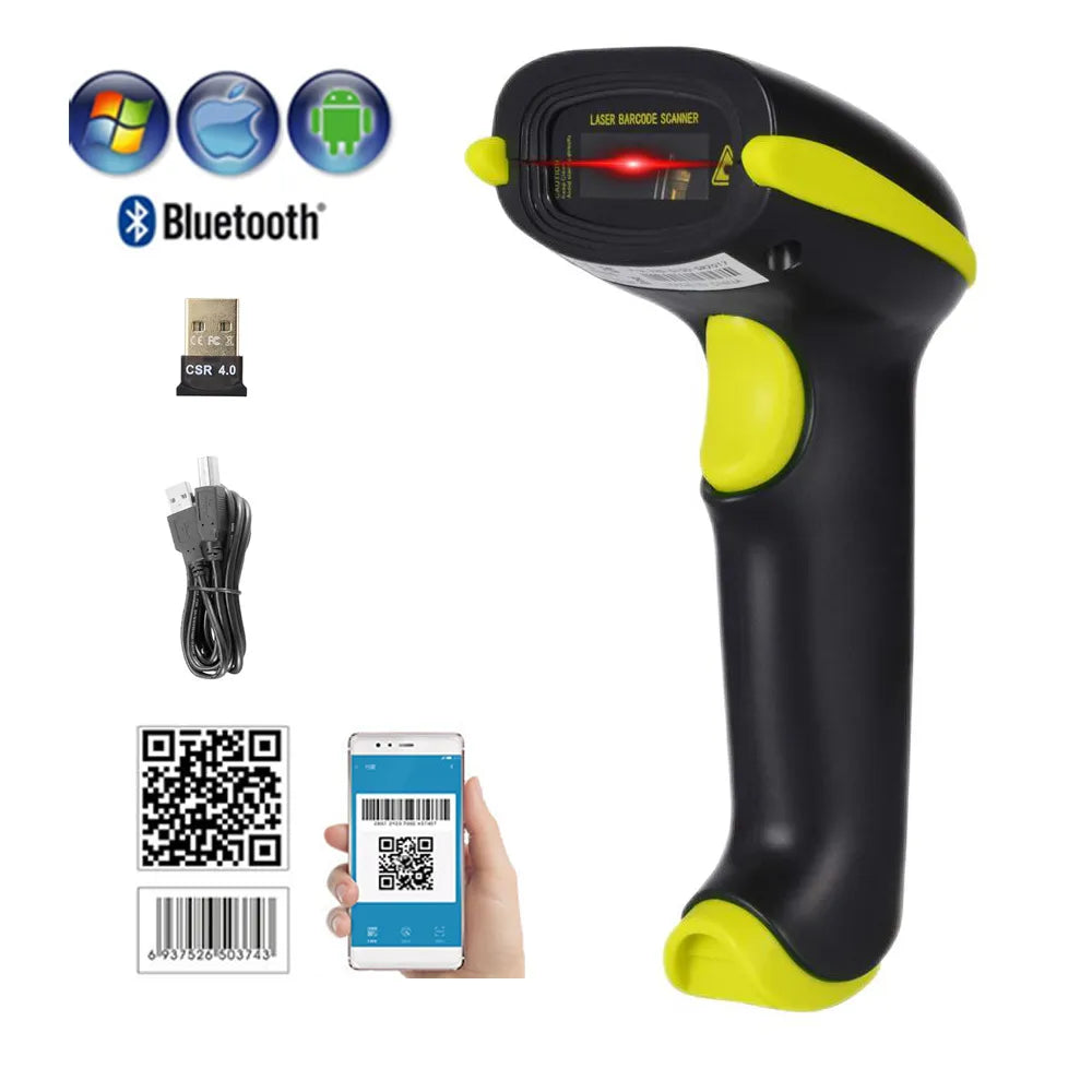 Wired Barcode Reader Wireless 2D Barcode Scanner Bluetooth Connect Scanning QR Bar Code Reader PDF417 for Mobile Payment