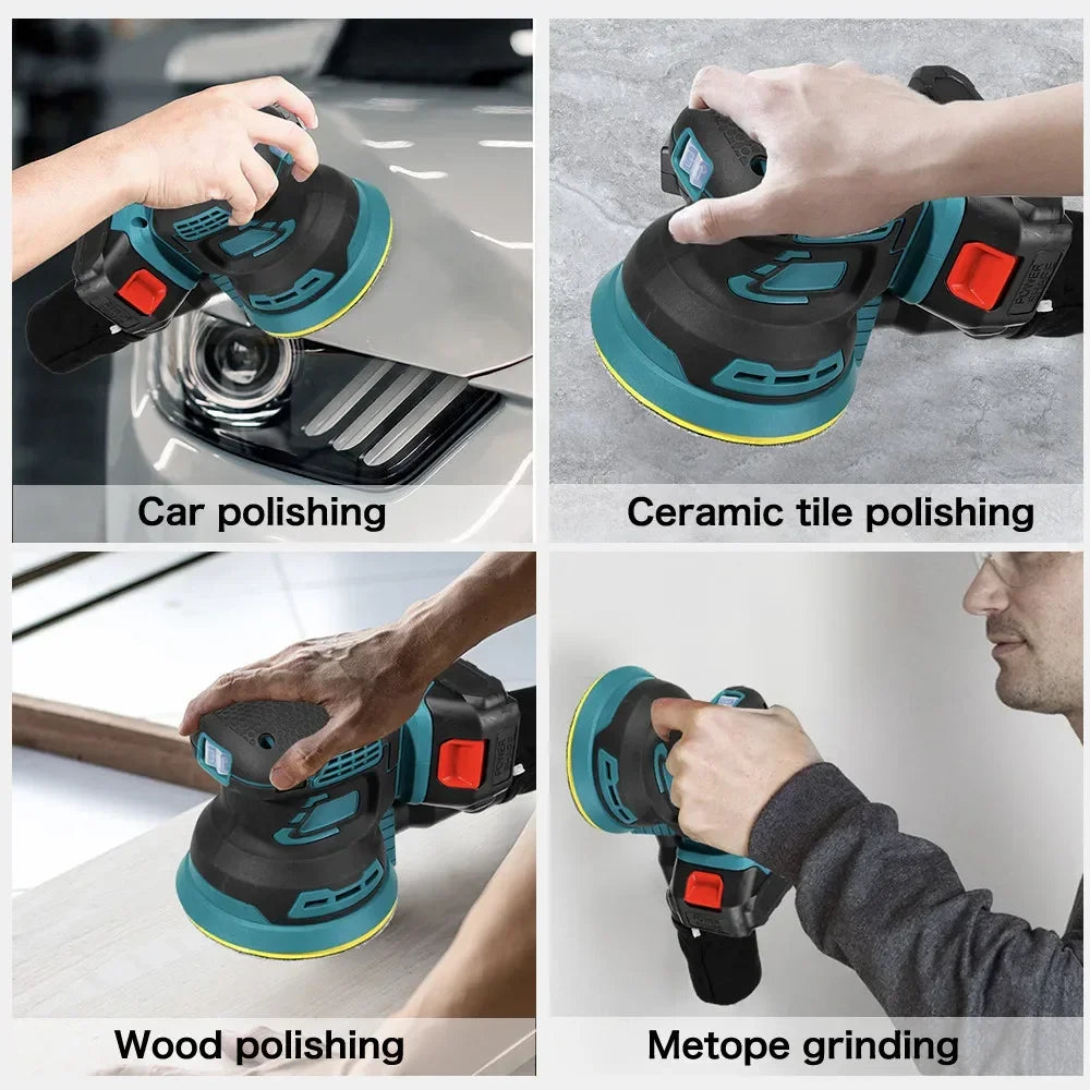 125MM Cordless Random-Orbital Electric Sander With 3 Sandpaper Wood Grinder Polishing Machine For Makita Batterry (No Battery)