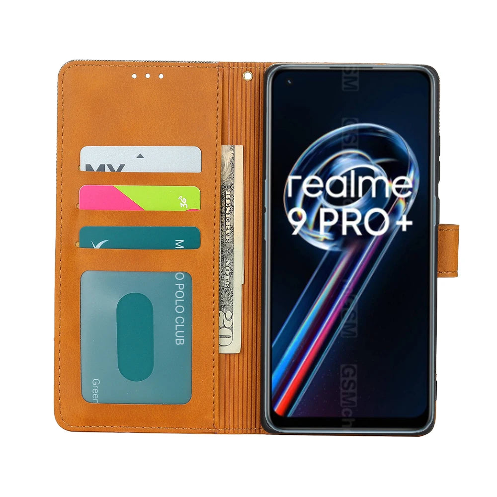 RMX3393 Case For Realme 9 Pro Plus Cover Stand Flip Wallet Leather Phone Shell Book For Realme9 Pro Plus Case Funda Bag RMX3392