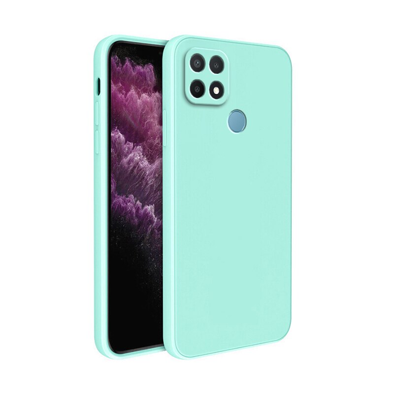 Original Soft Case for OPPO A15 A15S A35 2021 Coque Lens Protection Shockproof Square Liquid Silicone Luxury Classic Cover Funda