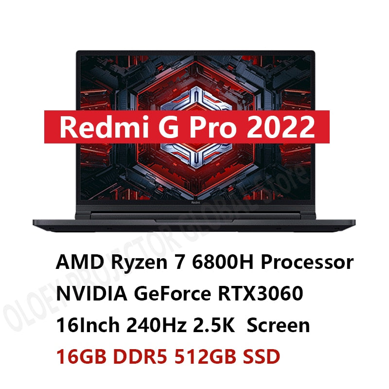 Xiaomi Redmi G Pro Gaming Laptop 2022 AMD R7 6800H Geforce RTX 3060 GPU 16GB/32GB RAM 512GB/1TB SSD 16.1Inch 240Hz  Game Noteboo