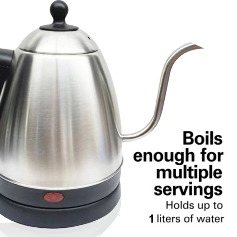 220V 1L Stainless Steel Electric Kettle Auto Shut-Off Electric Espresso Pots Fast Boil Coffee Pot Teapot Coffeeware Teaware