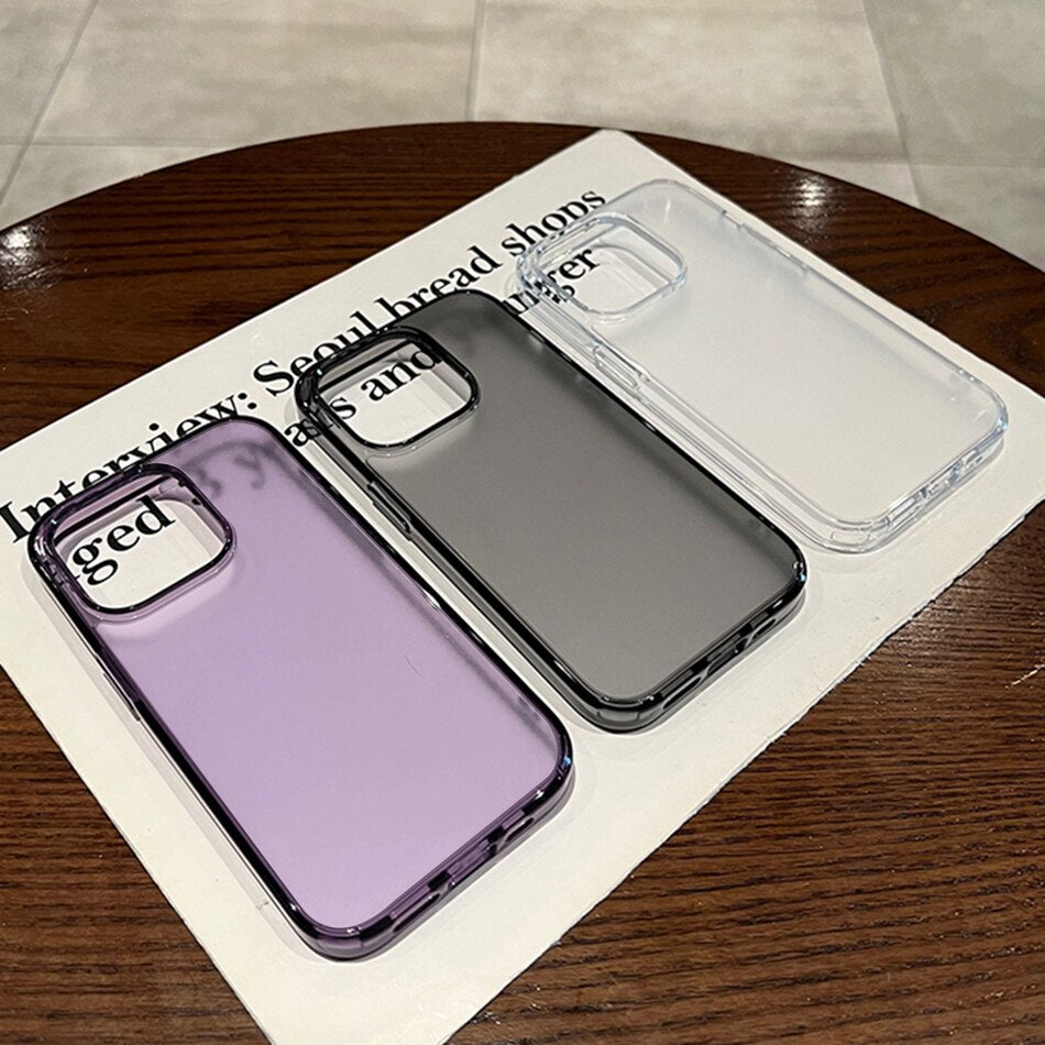 Luxury Translucent Matte Hard Acrylic Case For iPhone 13 12 11 14 Pro Max XR XS X 7 8 Plus Mini SE Shockproof Frame Clear Cover