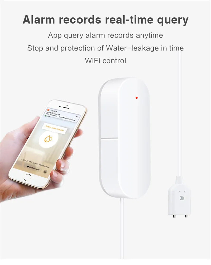 Tuya WiFi Smart Water Detector Leakage Alarm Detector Water Level Alarm Household Overflow Security Alarm Smart Life APP Control