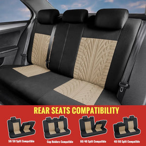 AutoYouth Car Seat Covers Full Set Premium Cloth Universal Fit Automotive Low Back Front Airbag Compatible Split Bench Rear Seat