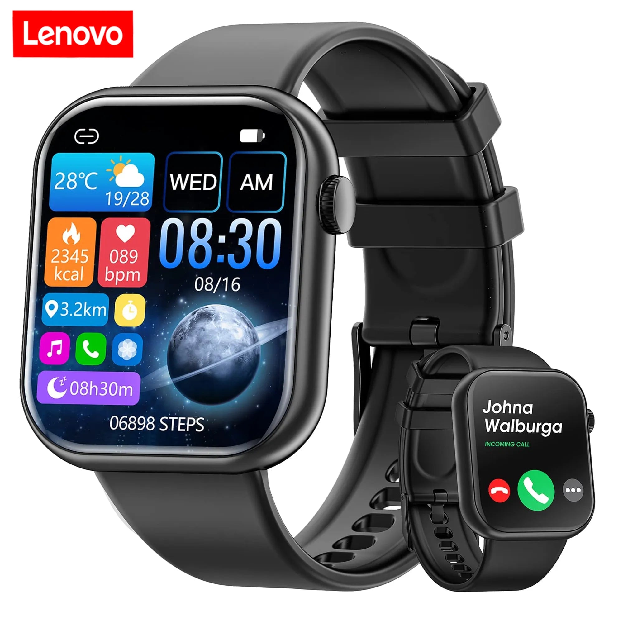 Lenovo 2023 Men Smart Watch For Women Bluetooth Call Full Touch Screen Smartwatch Waterproof Sports Fitness Tracker Watches+Box