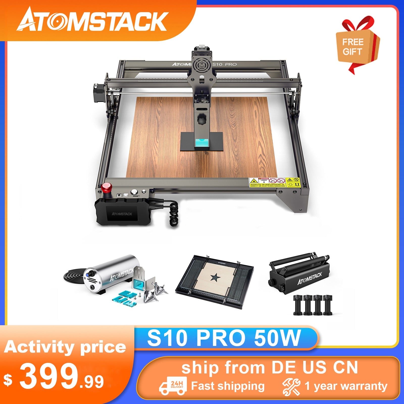 ATOMSTACK S10 A10 X7 PRO 50W Laser Engraving Machine CNC High-power Engraver Support Offline Carving Wood/Leather/Metal/Acrylic