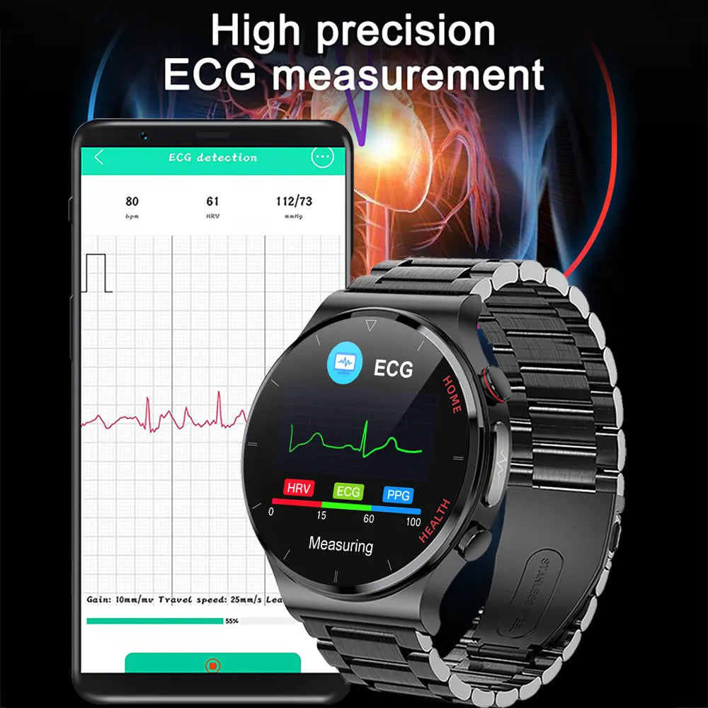 2023 New Laser Treatment Three High Smart Watch Men ECG PPG Heart Rate Blood Sugar Health Tracker Smart Watch For Huawei Xiaomi