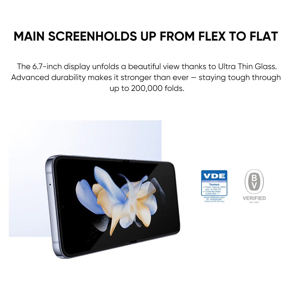 Original 2022 Samsung Galaxy Z Flip 4 Flip4 5G Smartphone 120Hz AMOLED Folded Screen Snapdragon 8+ Gen 1 Android Mobile Phone