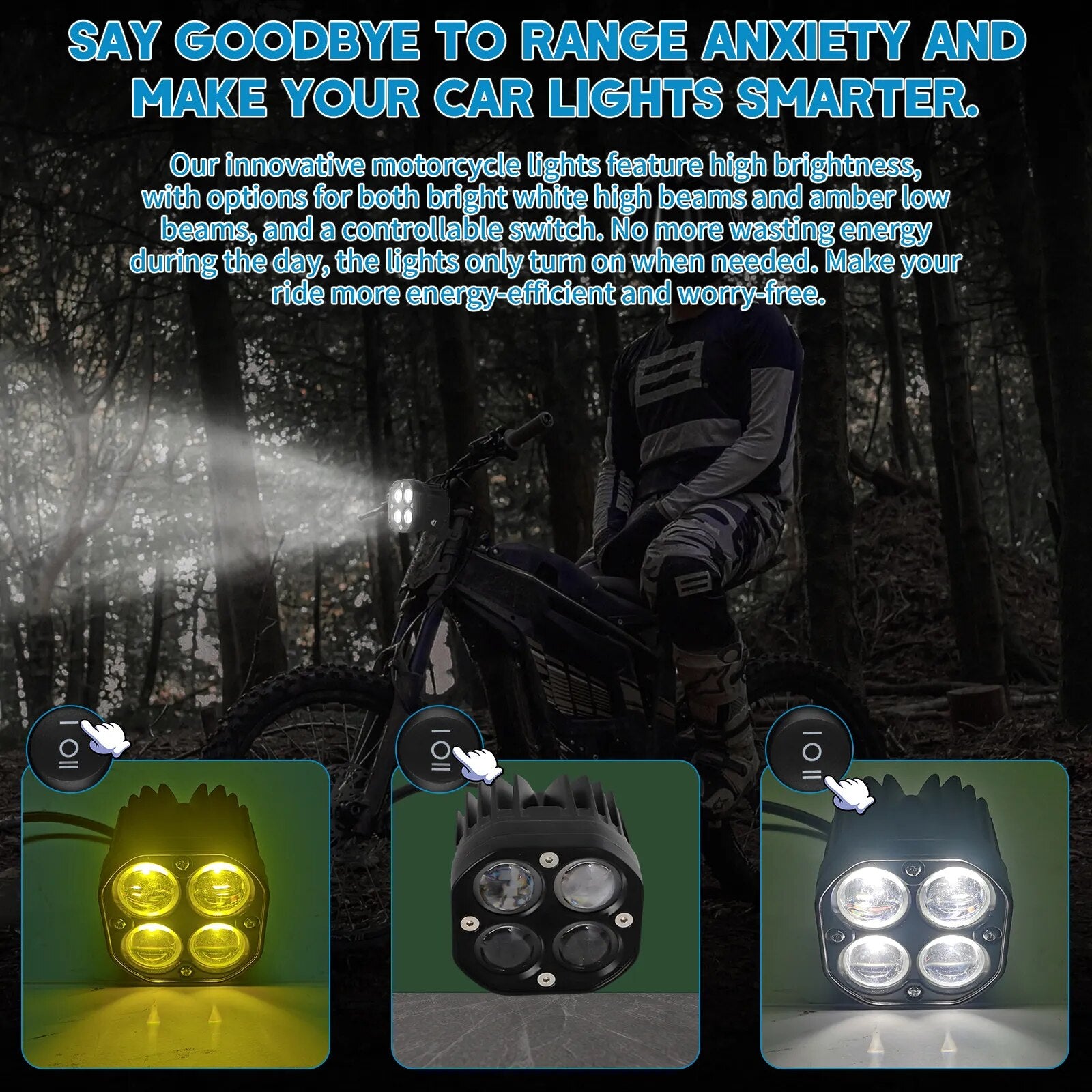 Upgrade For Talaria Sting MX4 R Sport White LED Light Bar Headlight Light Switch Front LED Headlight Aluminium ON/OFF Switch