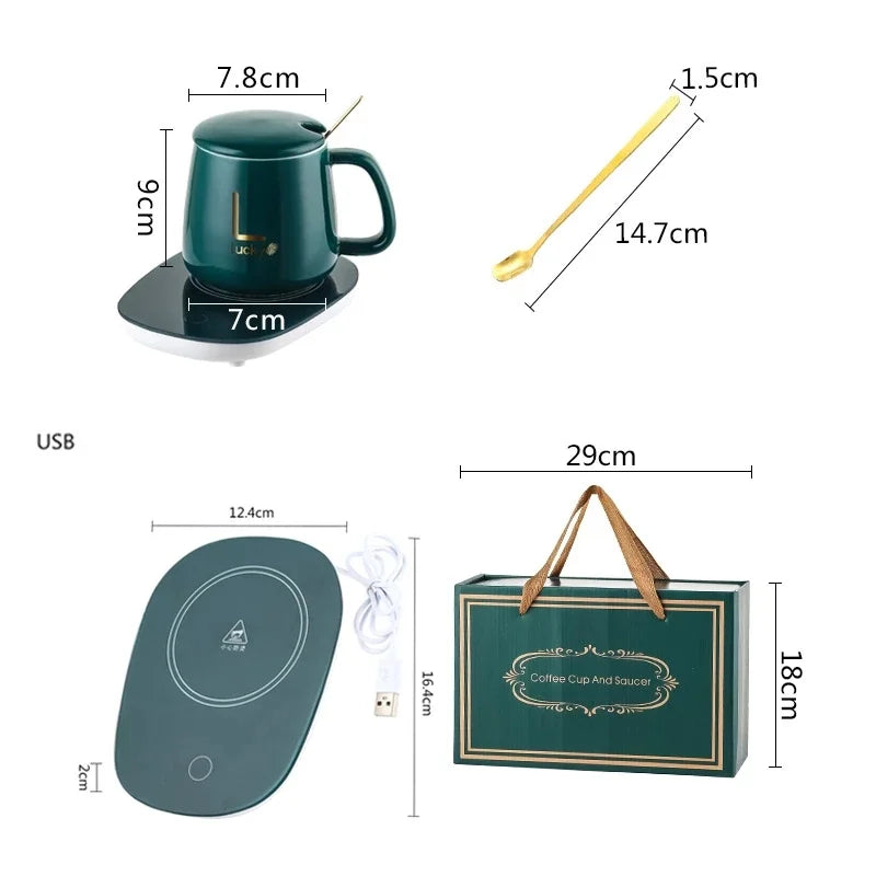 USB Coffee Mug Heating Pad 55°C Thermostatic Heater Coaster Tea Cup Electric Heating Dish for Home Office Milk Tea Water Warmer