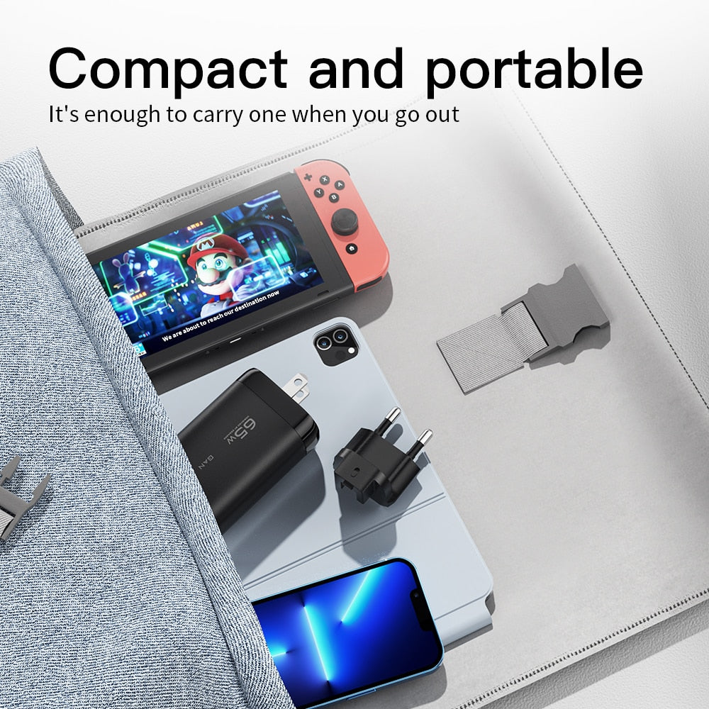 Essager 65W GaN USB Type C Charger For Laptop PPS 45W 25W Fast Charge For Samsung QC3.0 PD3.0 For iPhone14 13 Pro Phone Chagers