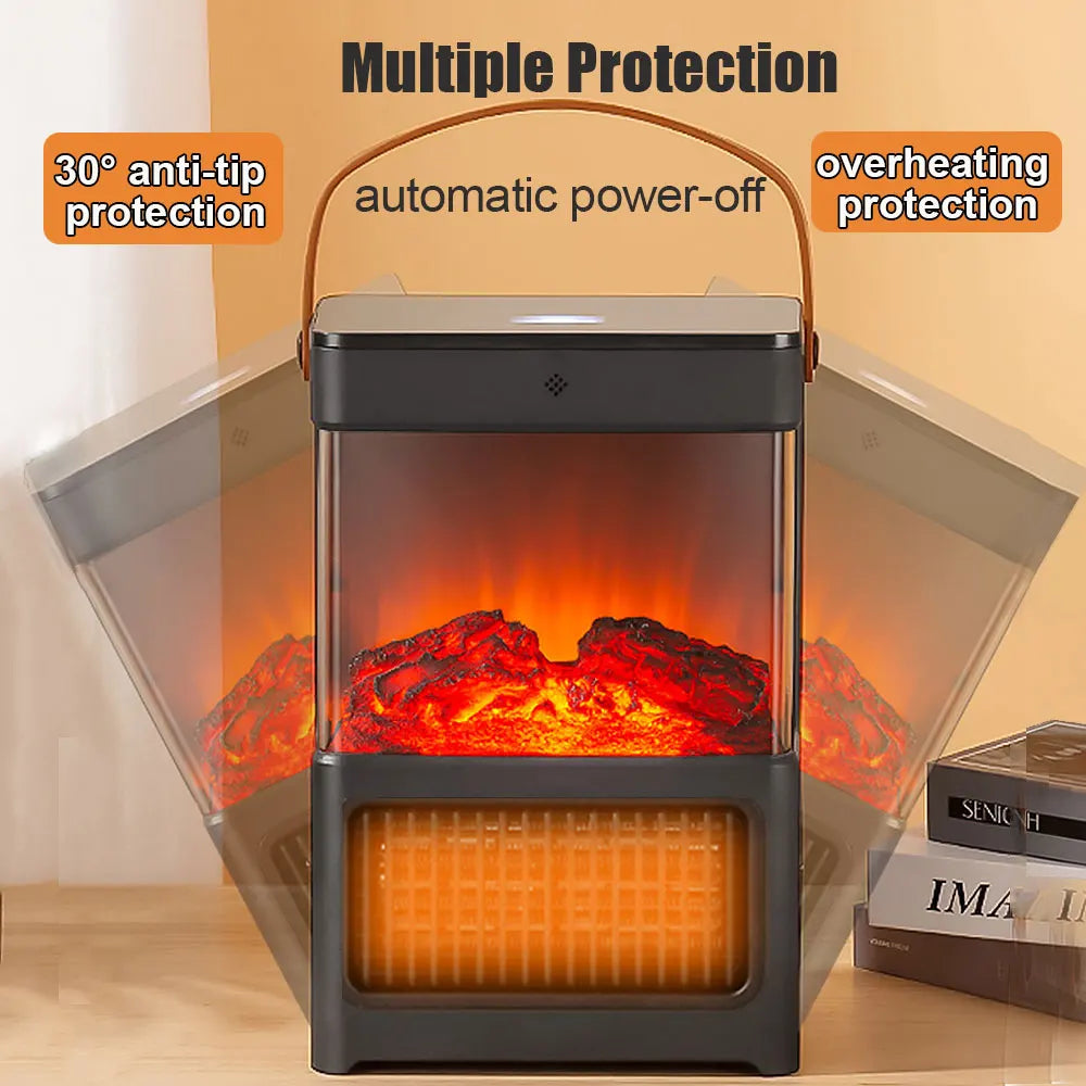 Electric Heater Fireplace Light 2000W Portable Heater Fan, w/Display Screen Remote Control,PTC Heating, 3-speed Adjustable,Home