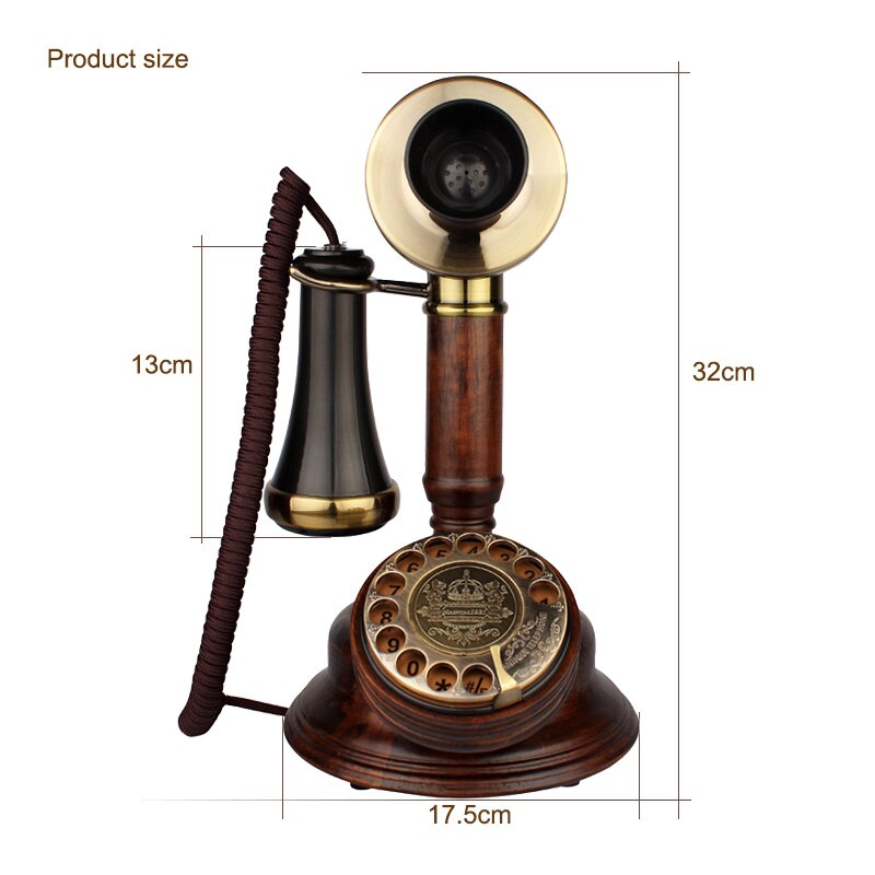 Solid Wood Antique Old Telephone Retro Home Fashion Creative Wired Fixed Phone Nostalgic Landline Digital Button And Rotary Dial